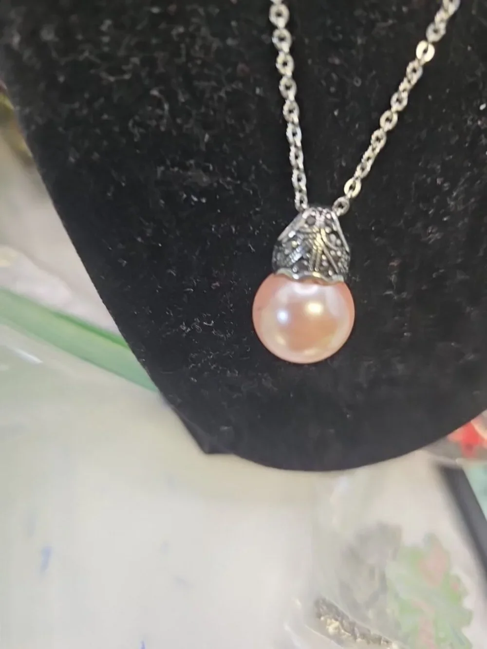 Set Pink Faux Pearl Stainless Steel Pierced 19